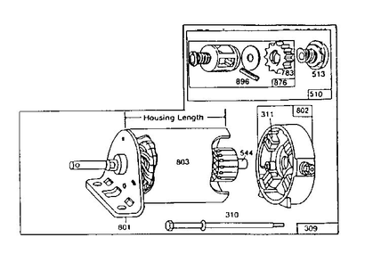 Drive Assembly Diagram and Parts List for 252400-252499 0742-01 Briggs and Stratton Engine